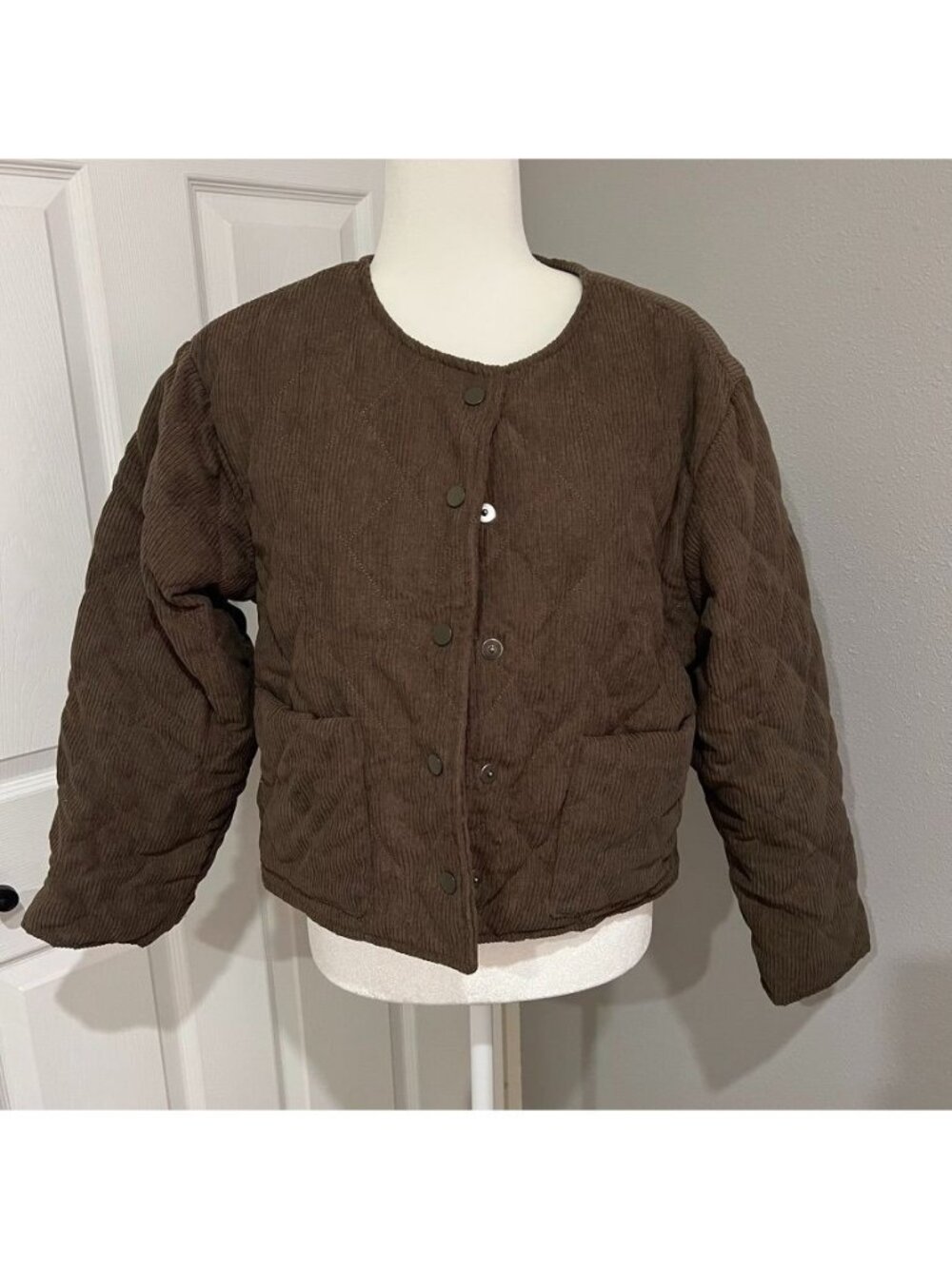Quilted Corduroy Chocolate Brown Jacket Size OS